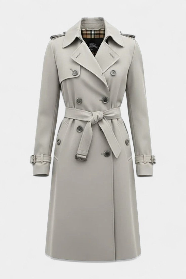 Double-Breasted Long Coat with Belt