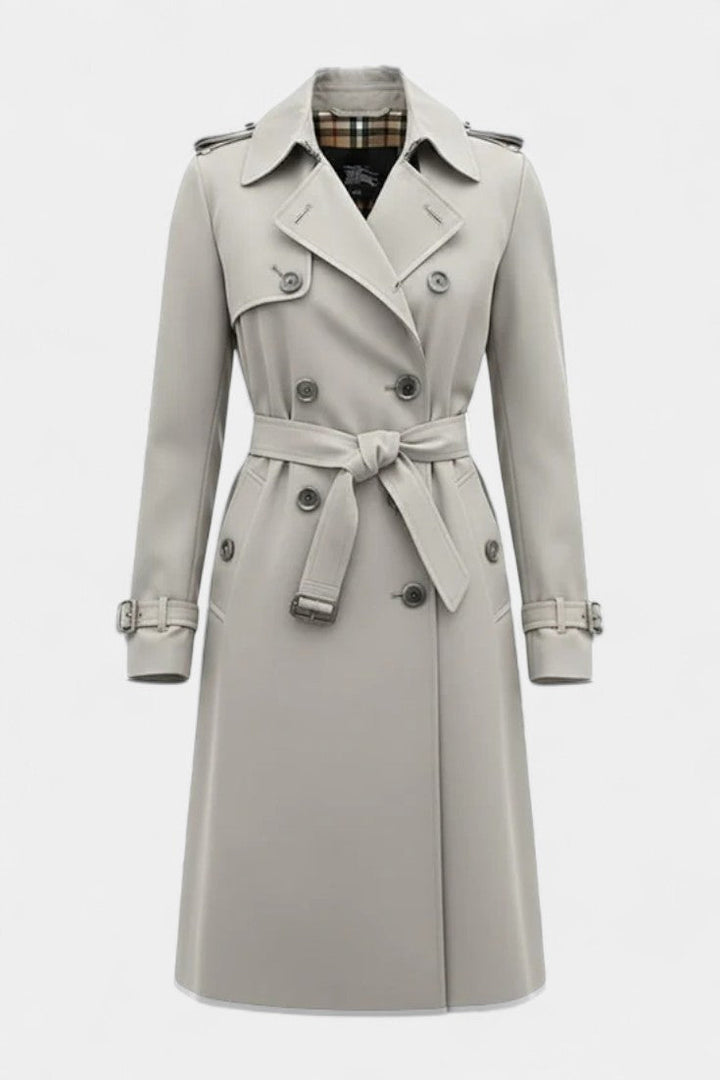Double-Breasted Long Coat with Belt
