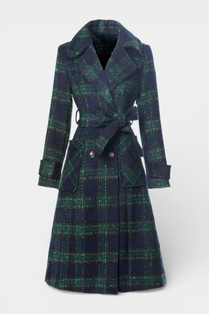 Blue-Green Lara Long Crossed Coat