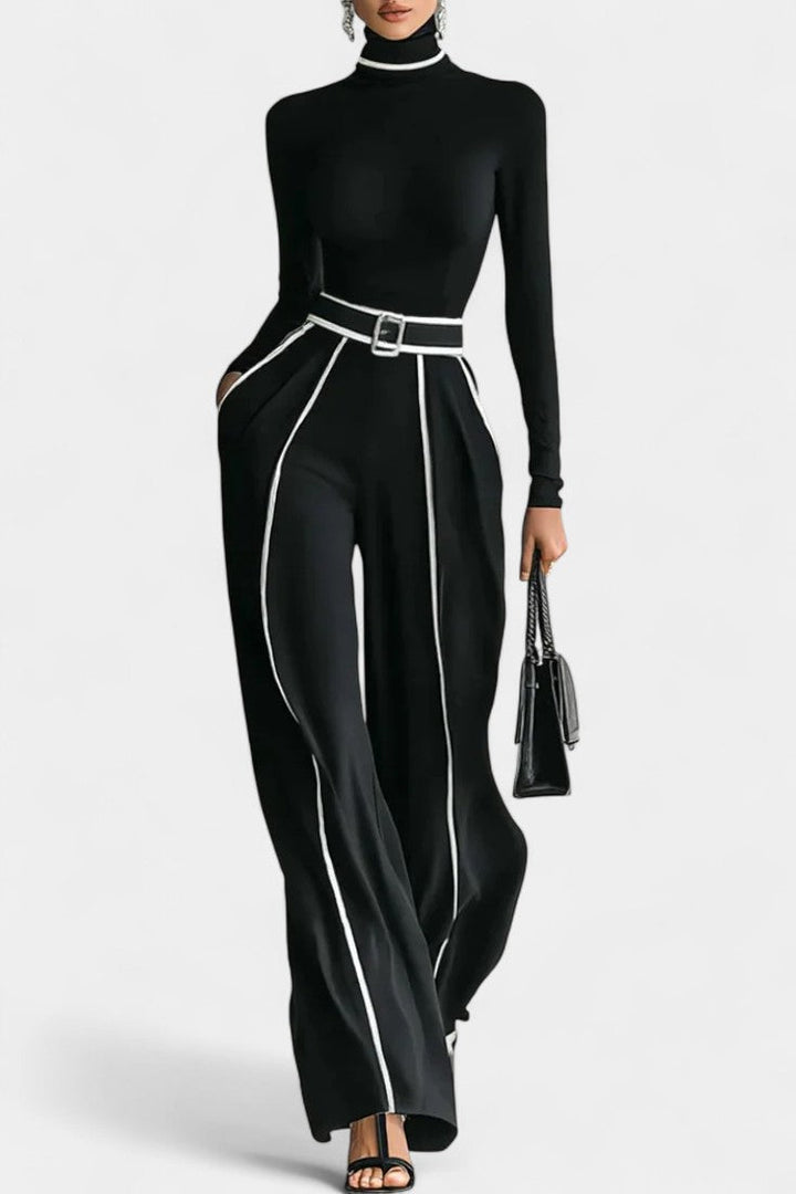 Kirralee Set Featuring a Stylish High Collar and Flared Wide Leg Pants