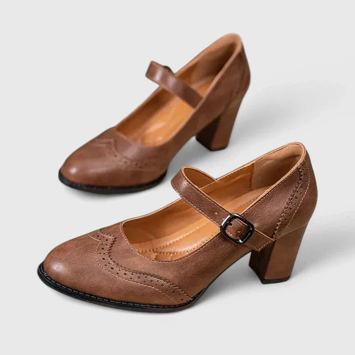 Rosamund | Brogue Mary Jane Block Heels