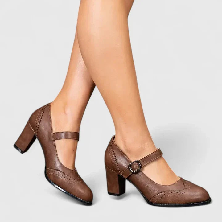 Rosamund | Brogue Mary Jane Block Heels