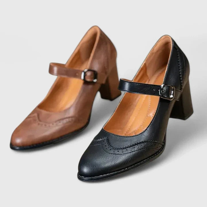 Rosamund | Brogue Mary Jane Block Heels