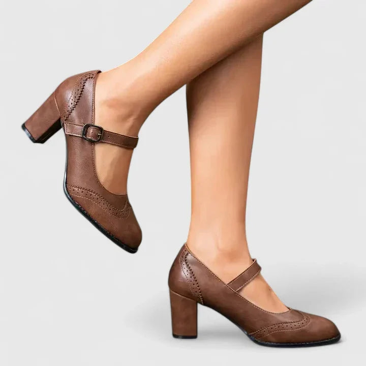 Rosamund | Brogue Mary Jane Block Heels