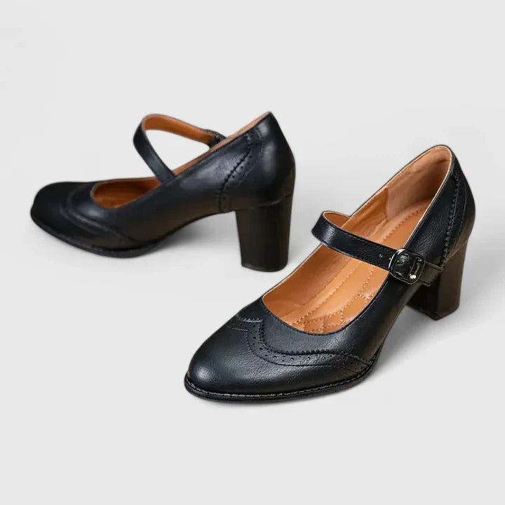 Rosamund | Brogue Mary Jane Block Heels