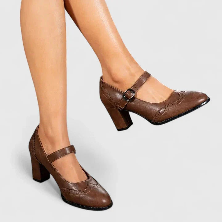 Rosamund | Brogue Mary Jane Block Heels