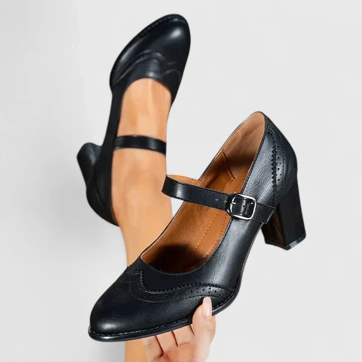 Rosamund | Brogue Mary Jane Block Heels