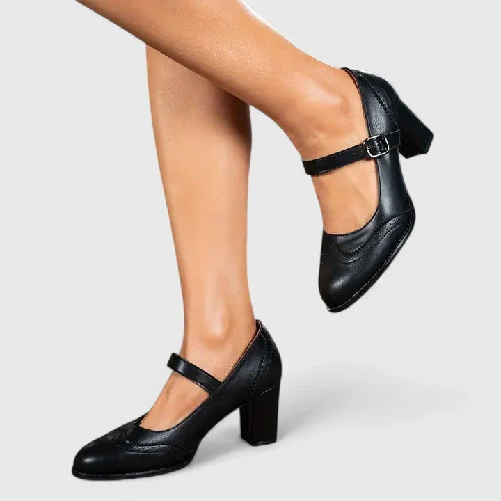 Rosamund | Brogue Mary Jane Block Heels