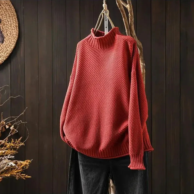 Honey | Fine Knit Mock-Neck Sweater