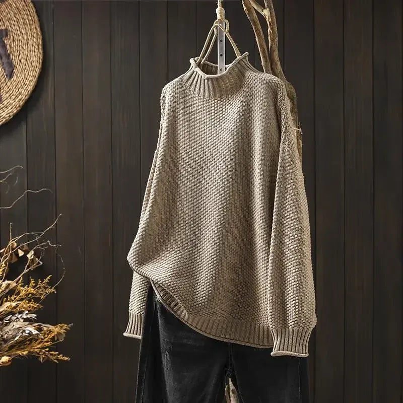 Honey | Fine Knit Mock-Neck Sweater