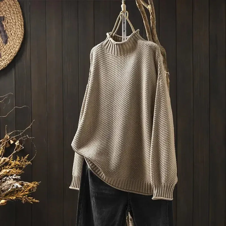 Honey | Fine Knit Mock-Neck Sweater