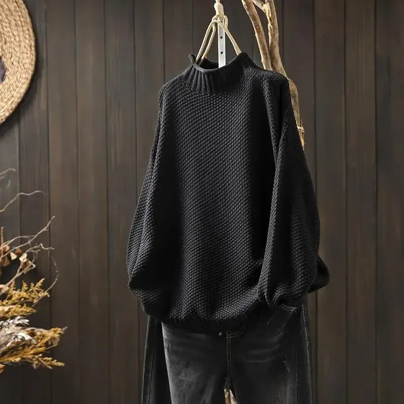 Honey | Fine Knit Mock-Neck Sweater