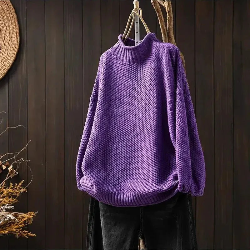 Honey | Fine Knit Mock-Neck Sweater