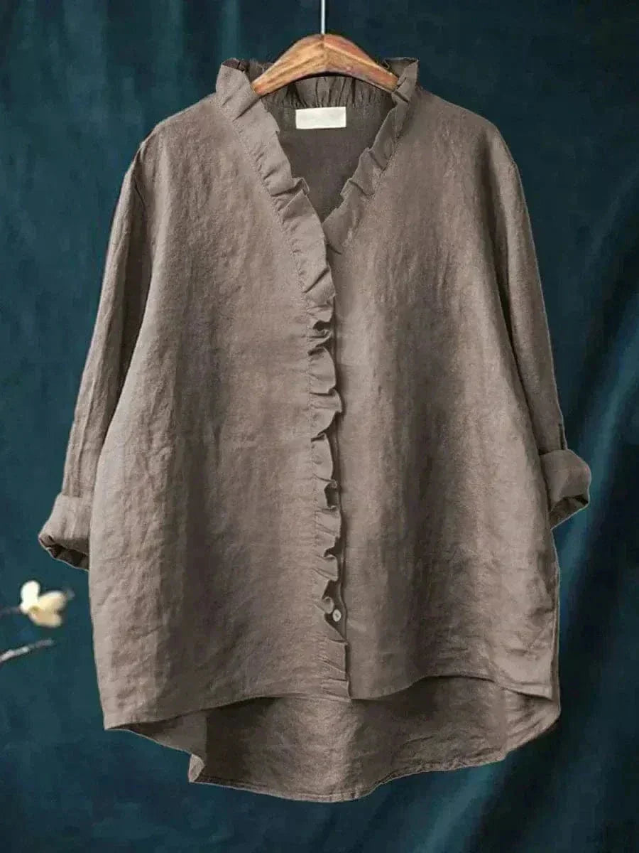 Maeva | Linen Ruffle Blouse