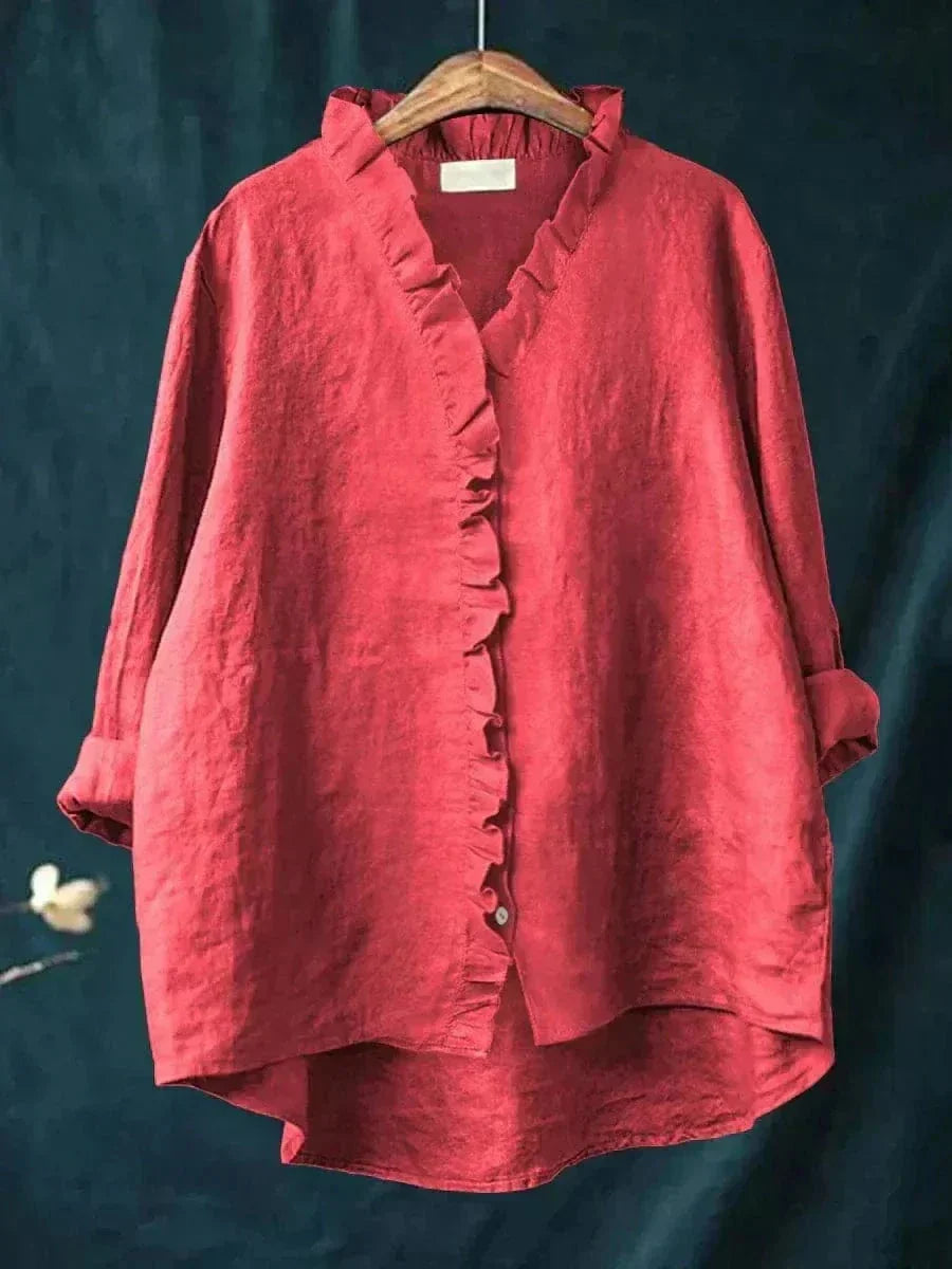 Maeva | Linen Ruffle Blouse