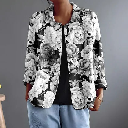 Solange | Monochrome Bloom Open Shirt