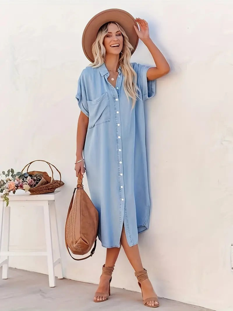 Jasmijn | Stylish shirt dress with button closure and slits