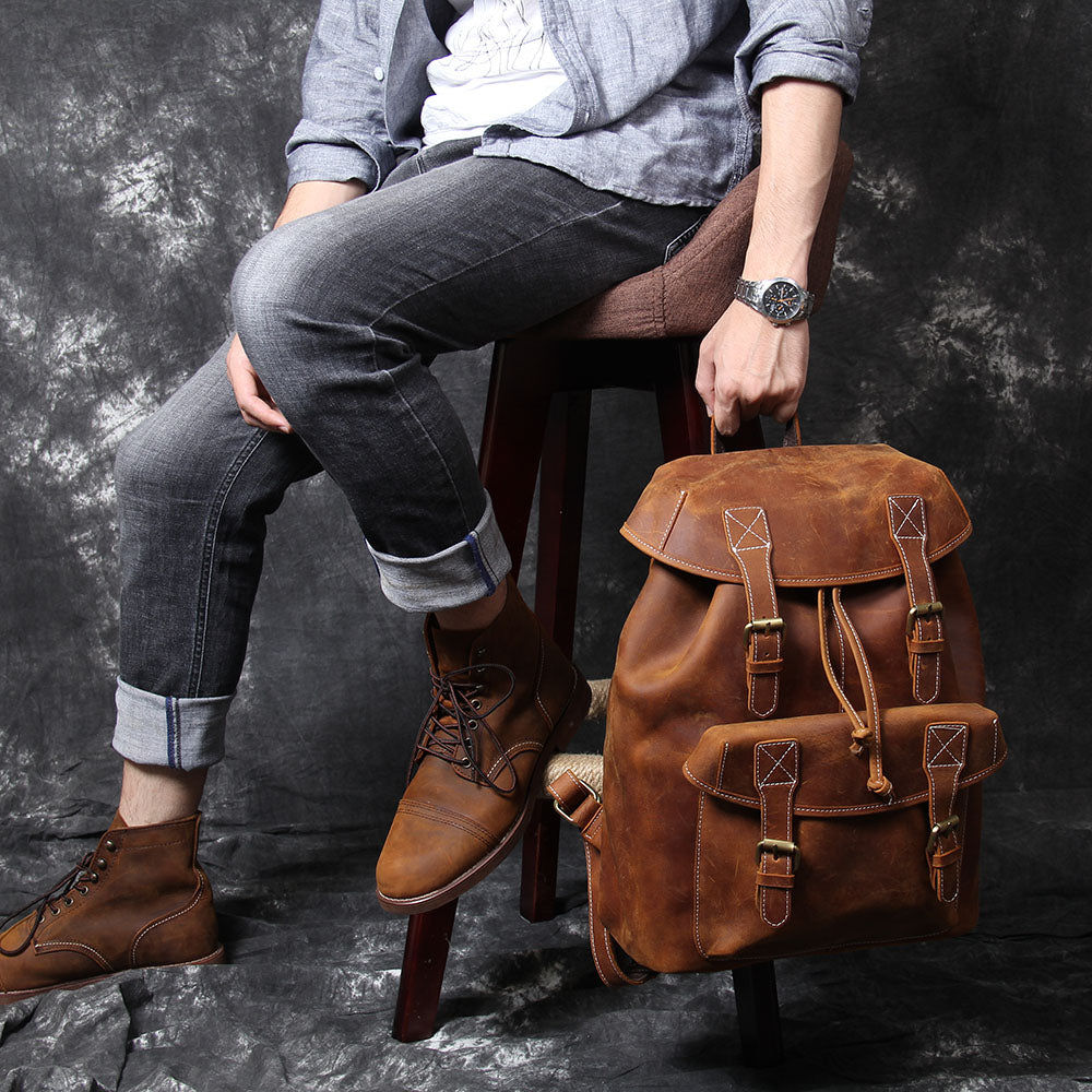 Jeffrey - Sturdy Classic Leather Backpack