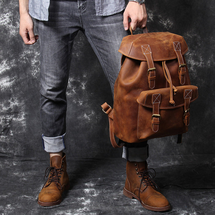 Jeffrey - Sturdy Classic Leather Backpack