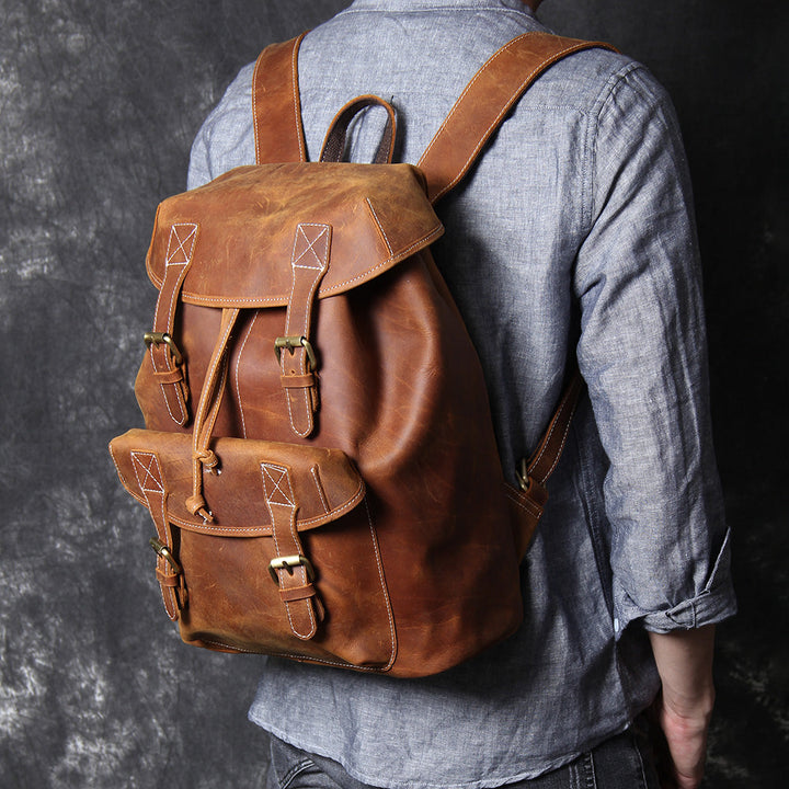Jeffrey - Sturdy Classic Leather Backpack