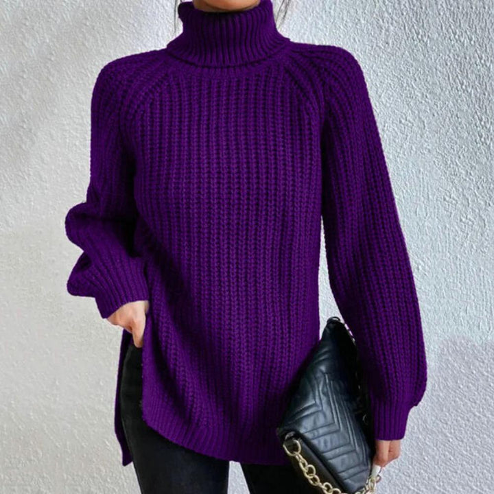 Ianthe | Chunky Rib Split-Hem Turtleneck