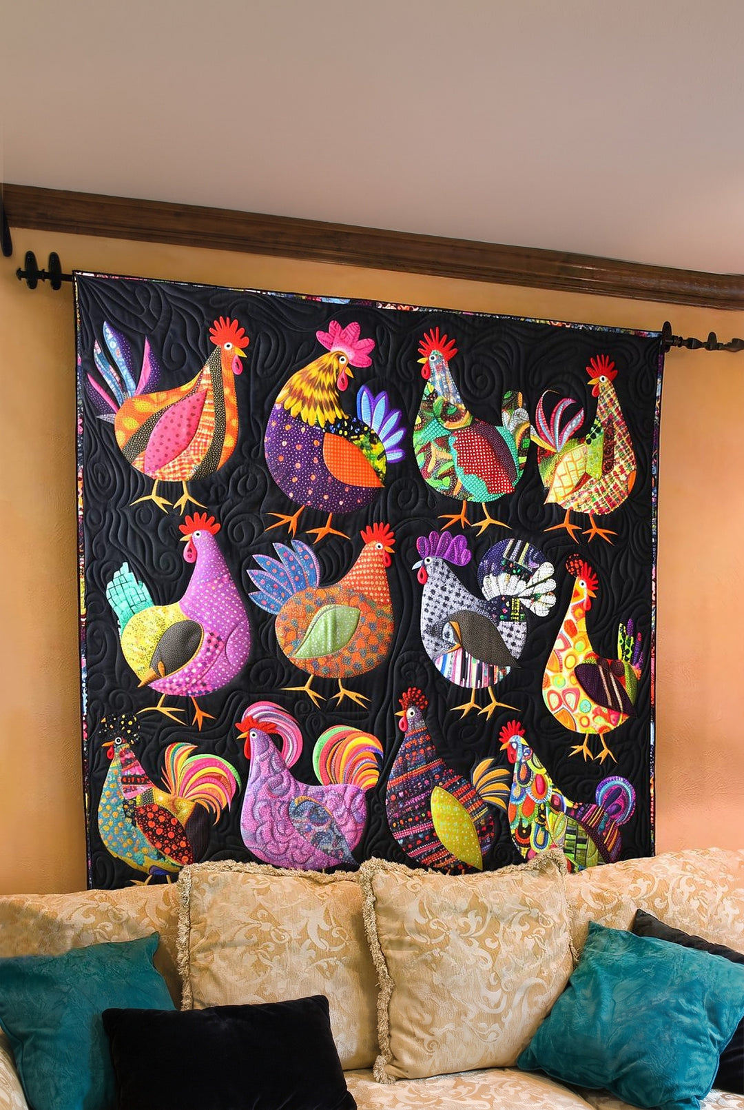 Mabli™ | Patchwork Hens Quilted Blanket