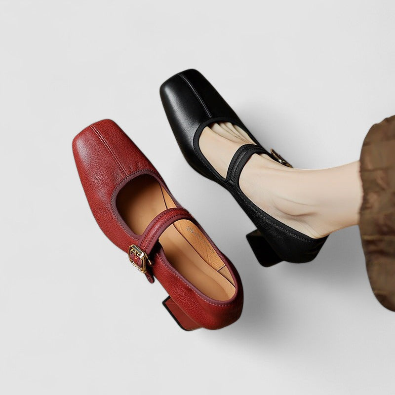 Iris | Pointed Mary Jane Block Heels