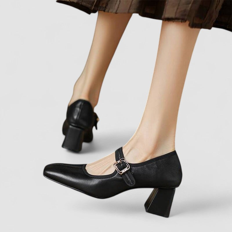 Iris | Pointed Mary Jane Block Heels
