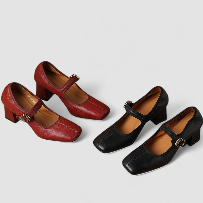 Iris | Pointed Mary Jane Block Heels
