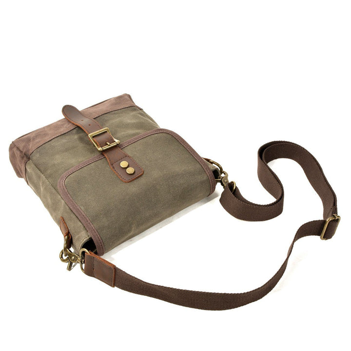 William - Compact Leather Sling Bag with Canvas Accents