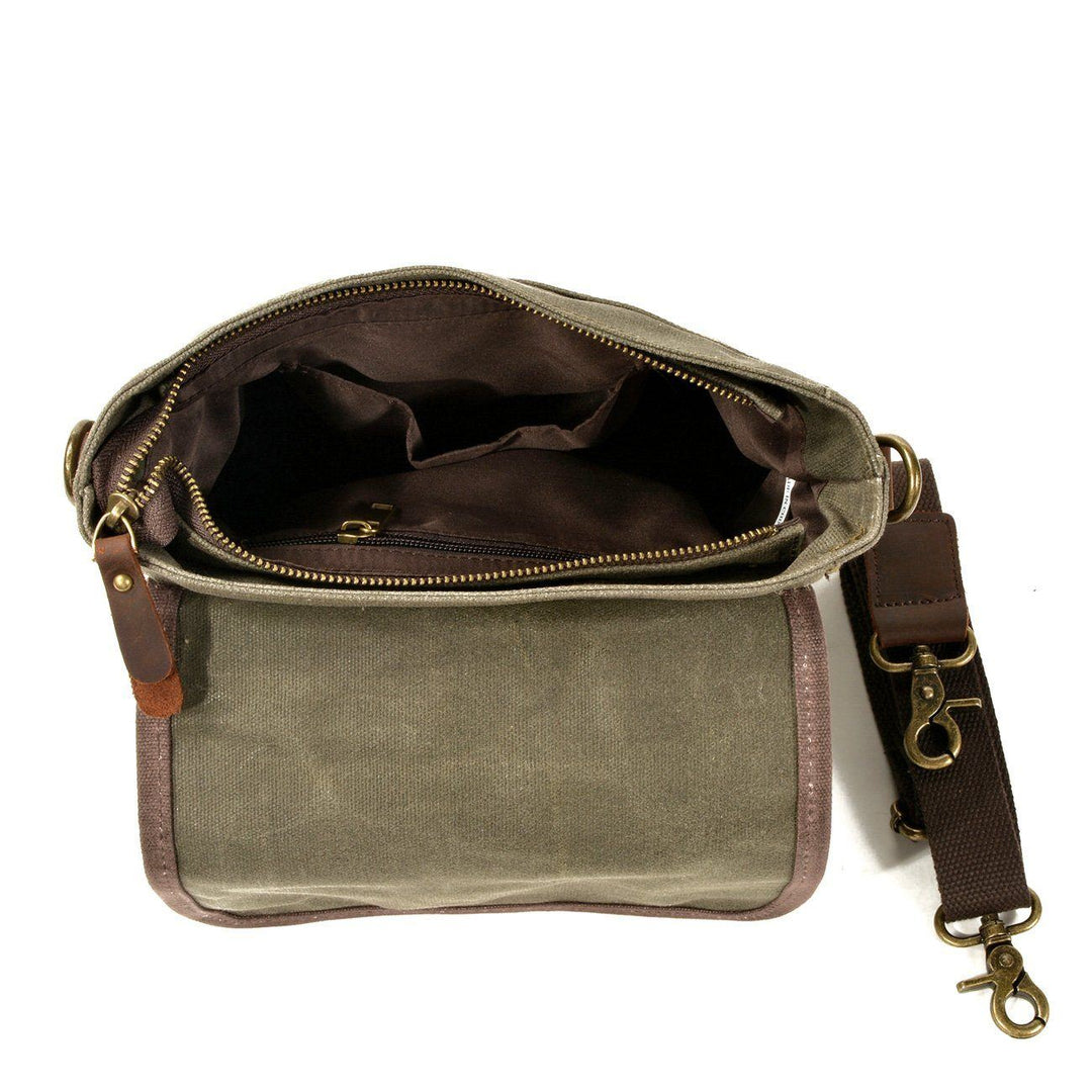 William - Compact Leather Sling Bag with Canvas Accents