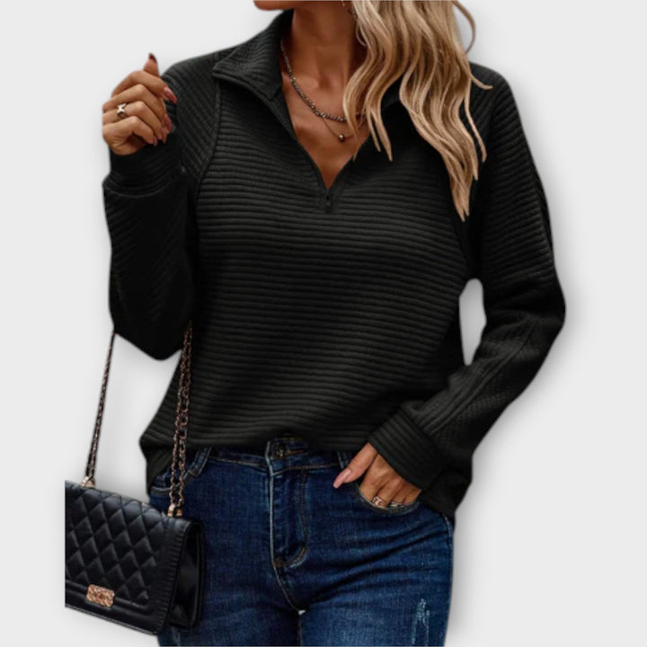 Sinead | Ribbed Zip Collar Pullover