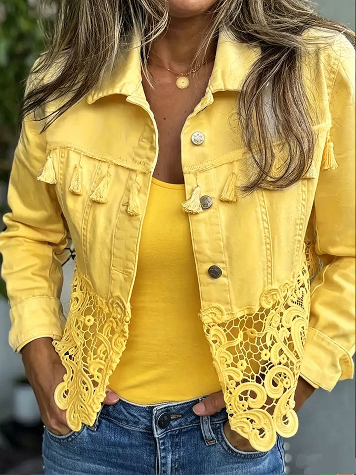 Kambria™ | Fringe & Lace Jacket Yellow