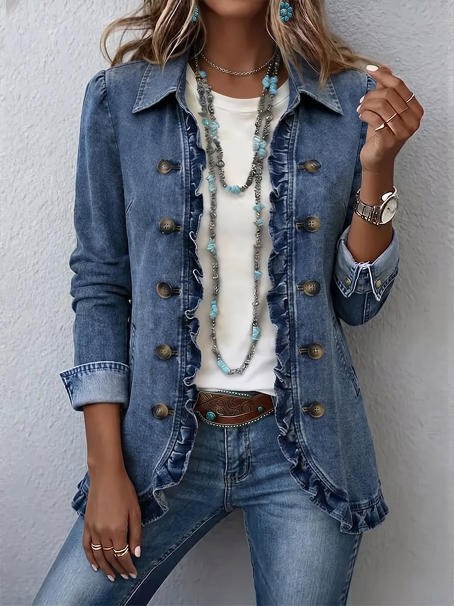 Ruffelle™ | Ruffled Jacket Medium Blue