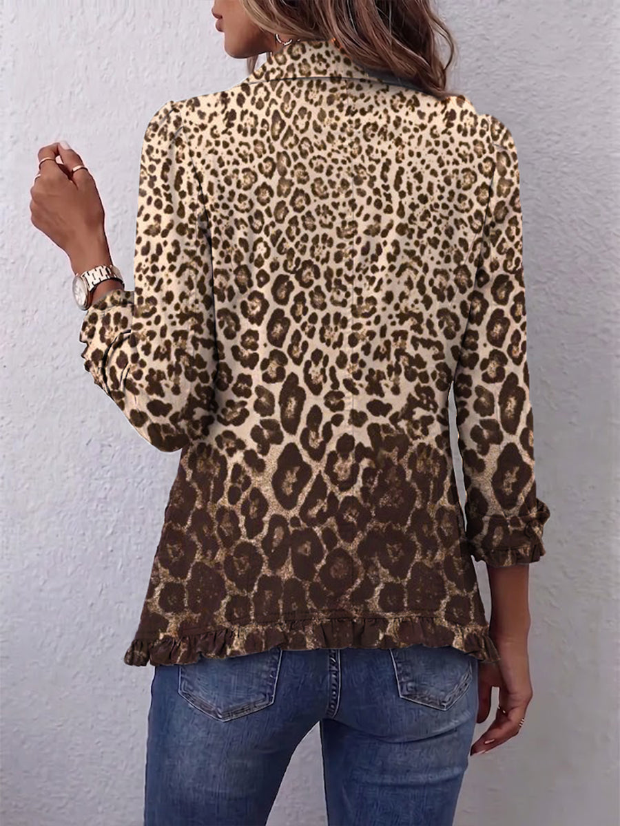 Navara™ | Leopard Print Ruffled Jacket Multicolor