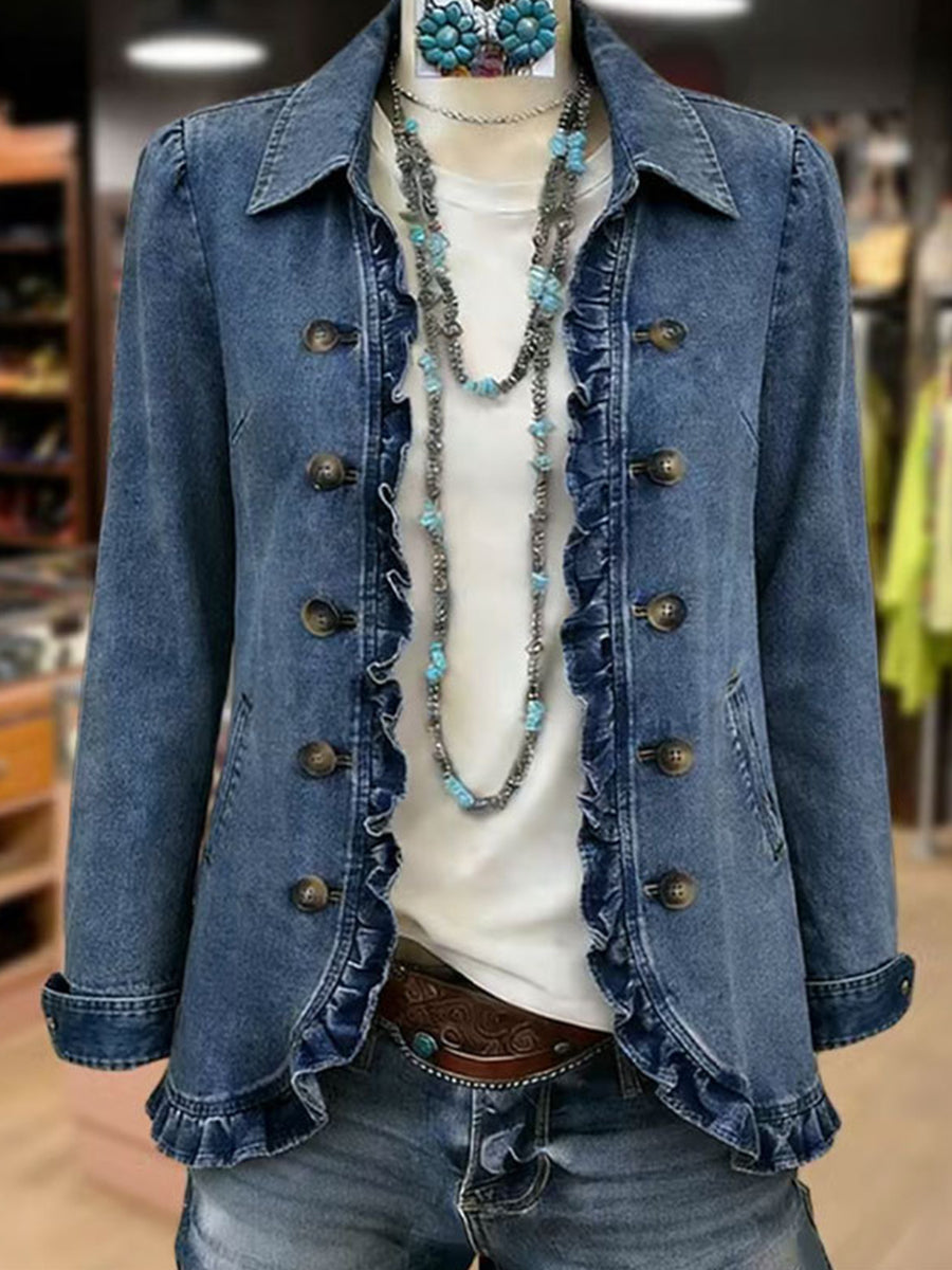 Ruffelle™ | Ruffled Jacket Medium Blue