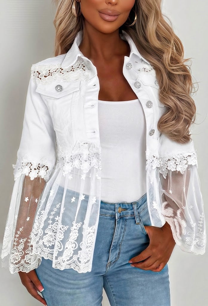 Sunnelace™ | Lace-Panel Jacket White