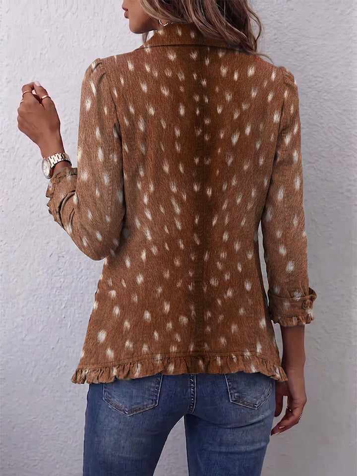 Nolinda™ | Bohemian Animal-Print Ruffled Jacket Brown