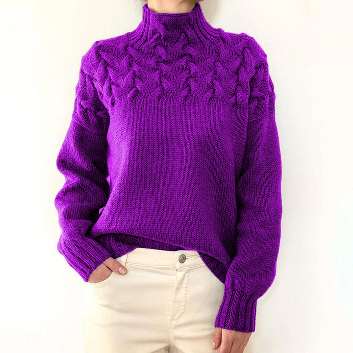 Glynis | Cable-Yoke Mock-Neck Sweater