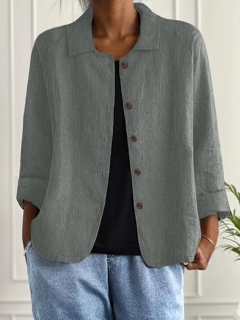 Amabilia | Grey Crinkled Open Shirt