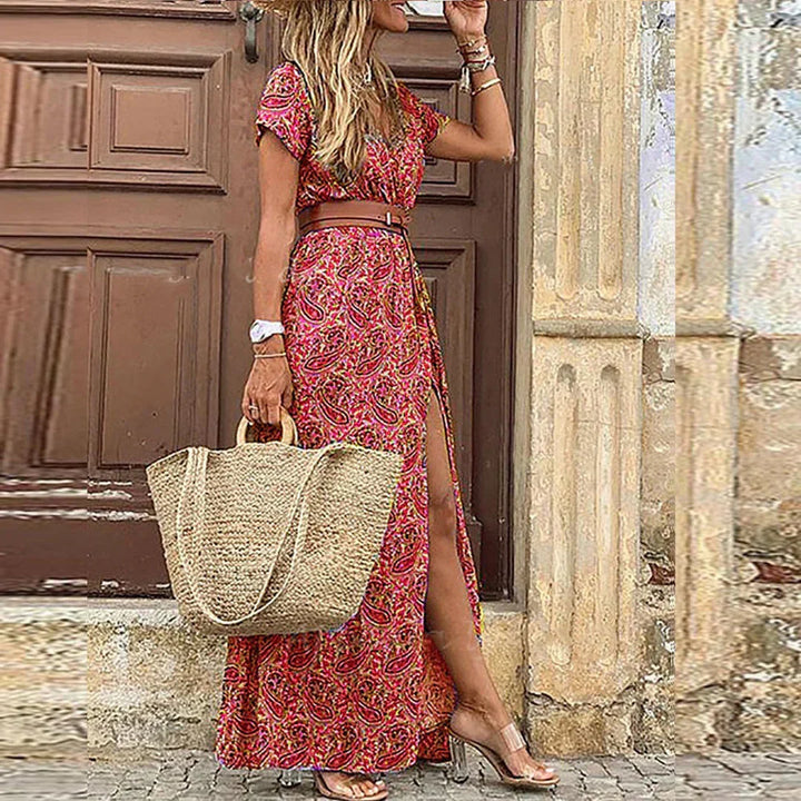 Joselin™ – Long Bohemian and Flowing Dress with Belt