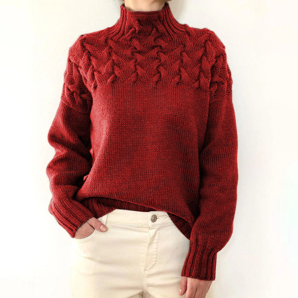 Glynis | Cable-Yoke Mock-Neck Sweater