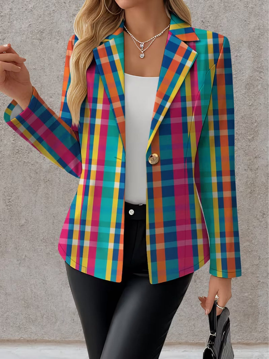 Olivette | Rainbow Plaid Blazer