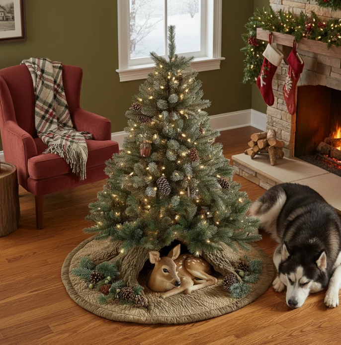 Briallen™ | Fawn And Pinecone Quilted Tree Skirt