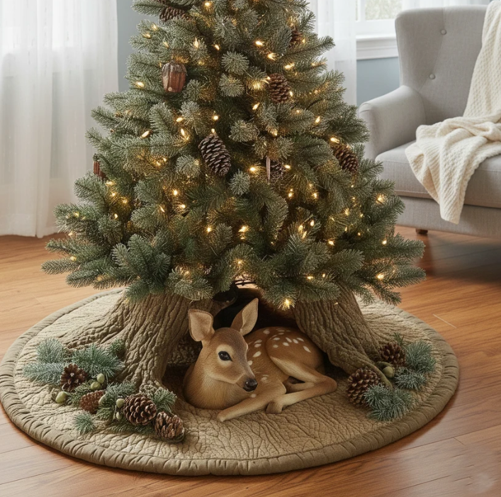Briallen™ | Fawn And Pinecone Quilted Tree Skirt