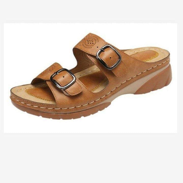 Orthopedic Women's Leather Sandals With Adjustable Buckles