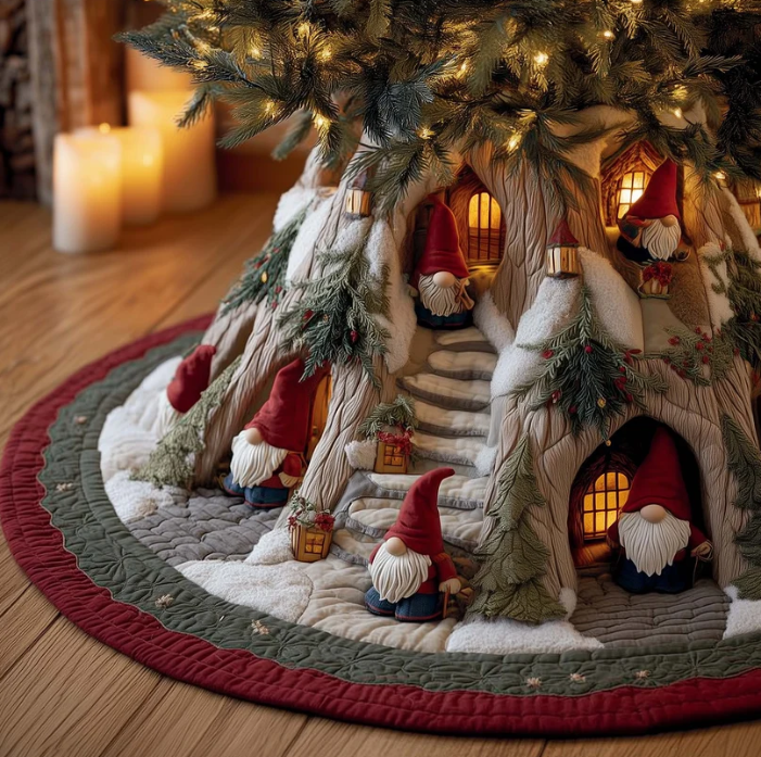 Delwen™ | Gnome Village Quilted Tree Skirt