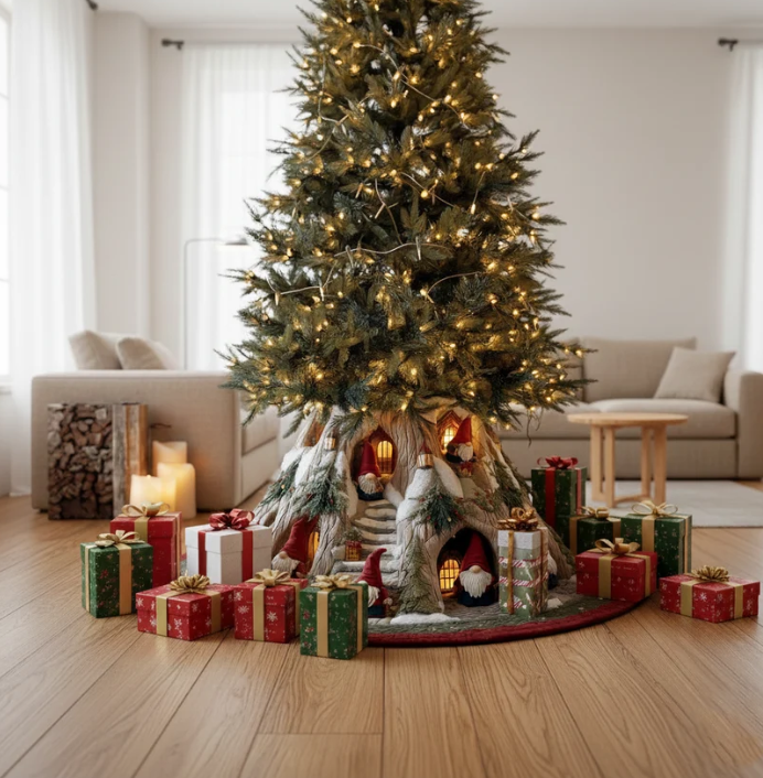Delwen™ | Gnome Village Quilted Tree Skirt