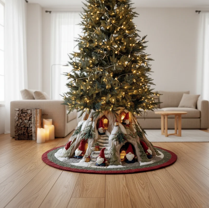 Delwen™ | Gnome Village Quilted Tree Skirt