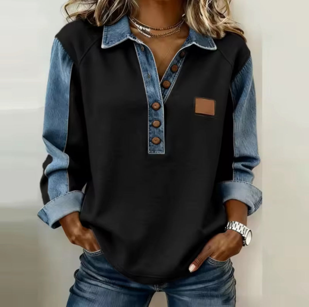 Moyra | Denim Collar Pullover